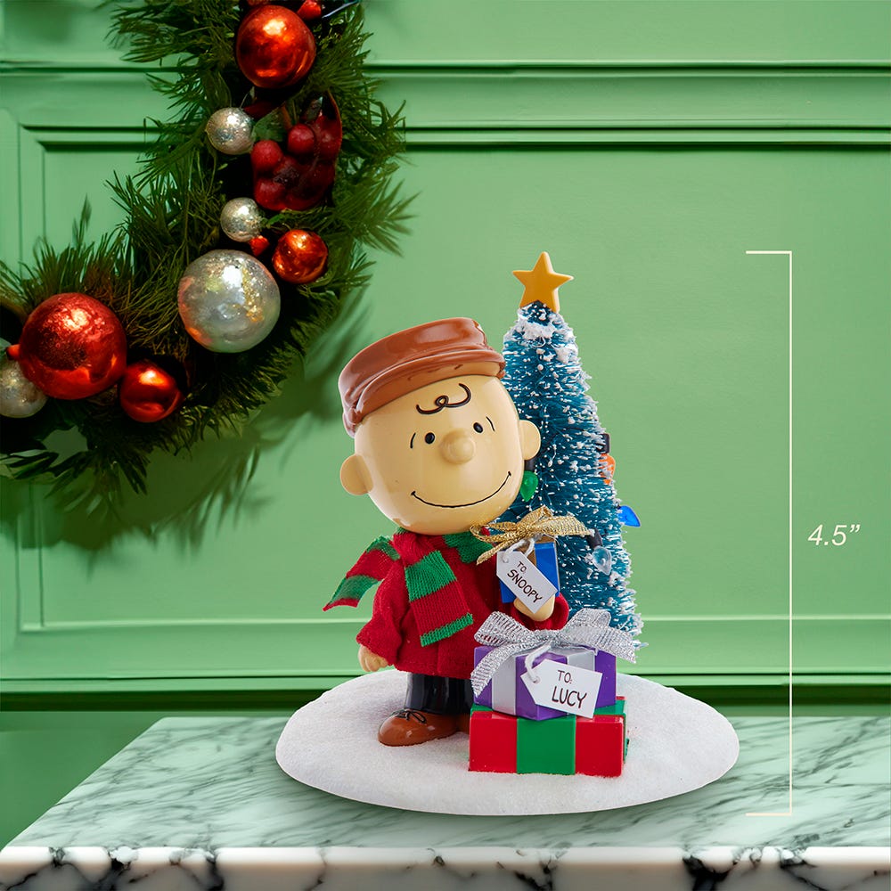 Kurt Adler 4.5-Inch Fabric Mache Peanuts© Charlie Brown With Tree Table Piece